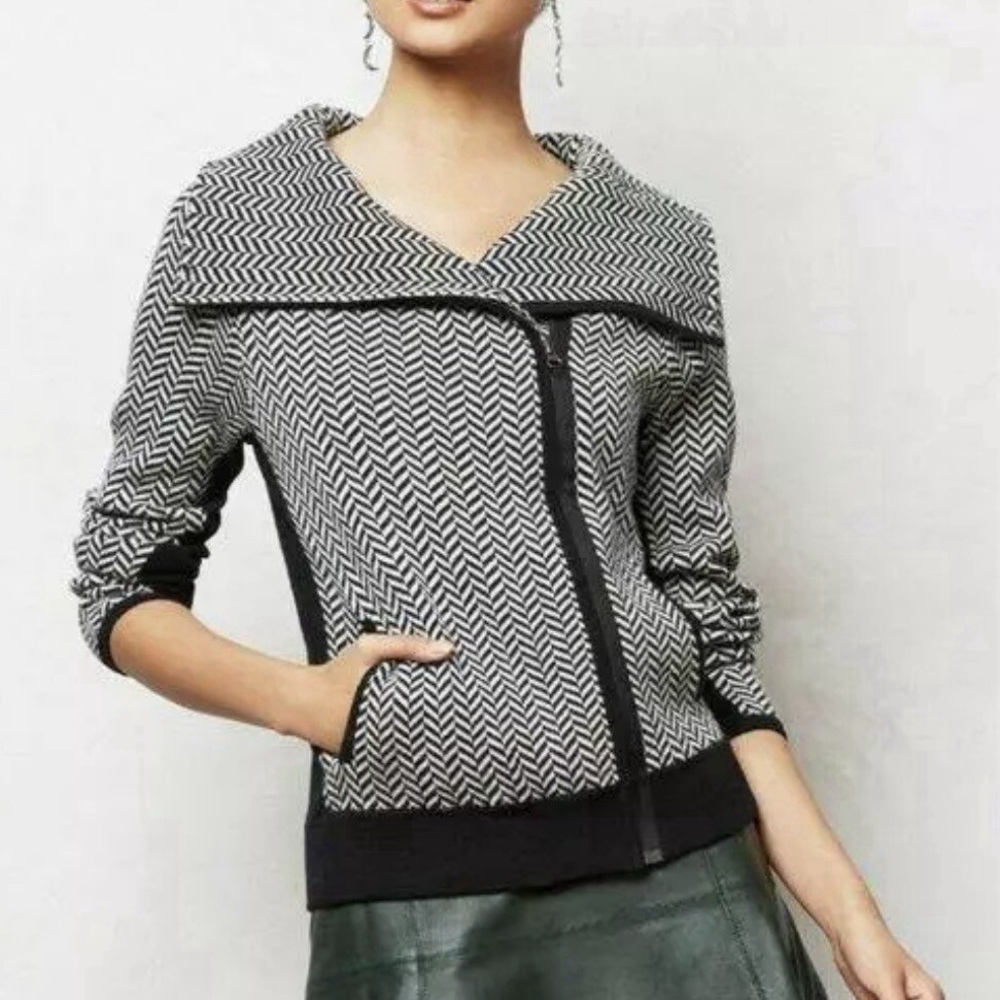 Sparrow Black and White Chevron Cardigan